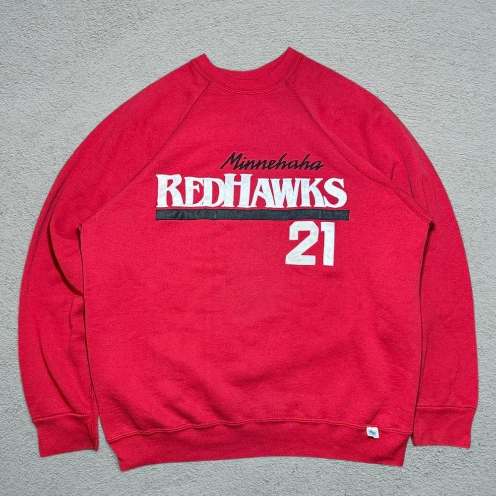 Vintage 90s Discus Athletic Minnehaha Redhawks Sweatshirt Mens XL Red USA Made